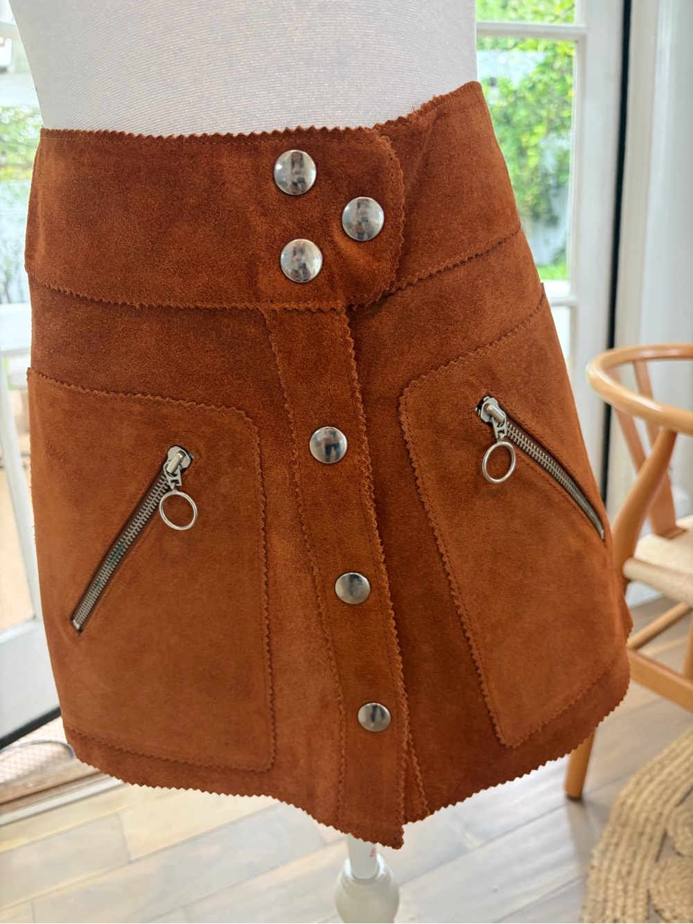 Sincerely Jules Suede Skirt in Rust Orange